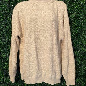 1990s Womens 100% Cotton Cream Knit Sweater - Large - Made in USA